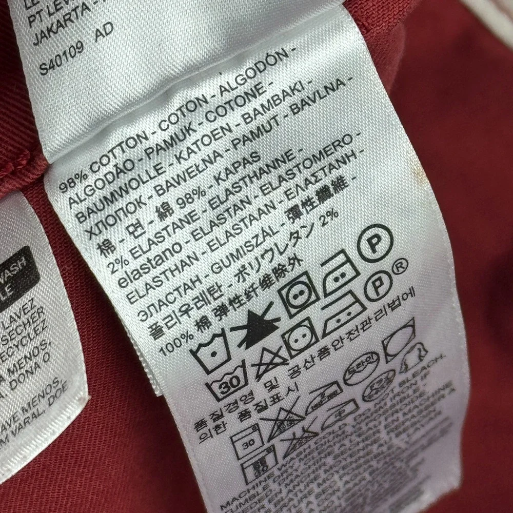 Levis Pants Mens 38x30 Red‎ Jogger Two Horse Tapered Workwear Canvas Classic